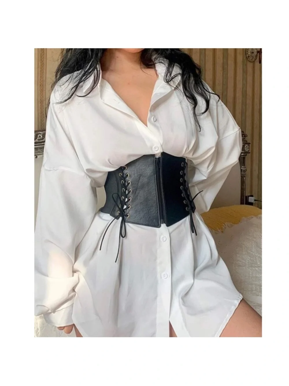Vegan Leather Lace Up Corset Belt